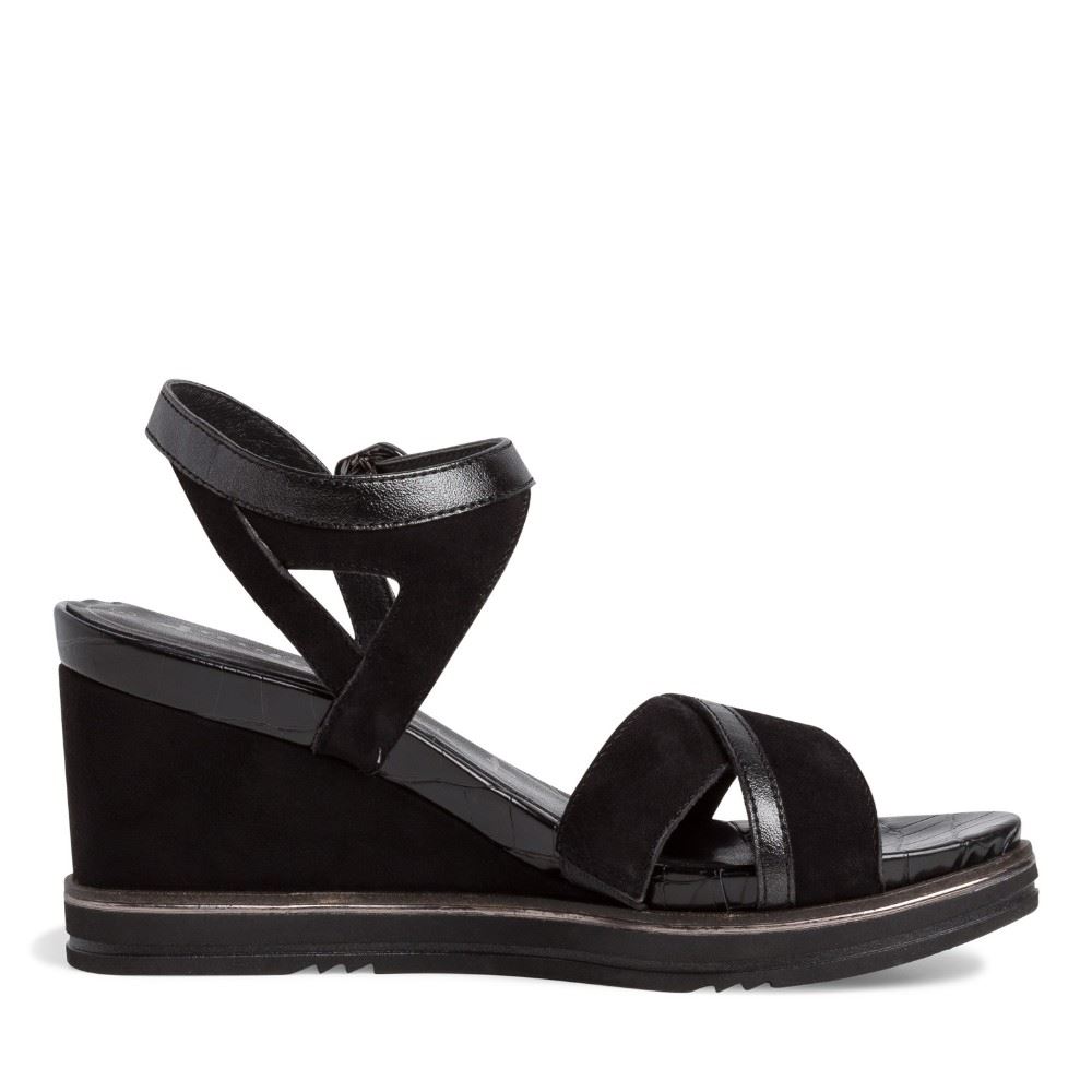 Tamaris Sandale Keilabsatz schwarz  1-1-28348-26 39 | 094 BLACK/PEWTE | 