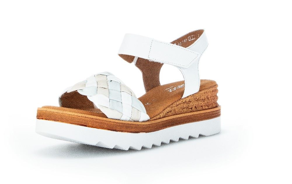 Gabor Keilsandalette Leder Comfort Mehrweite weiß S12 82.789.20 36 | bianco/ltmint/c | G