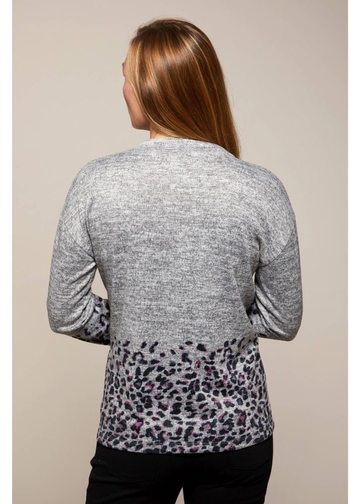 Hajo Strickshirt mit Animal Bordüre Graumelange S21 19247 38 | graumelange | 