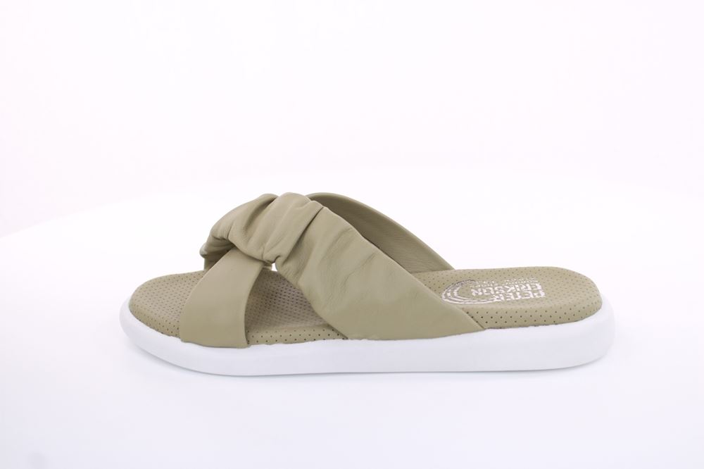 PETER ERIKSON Damen Pantolette Leder Comfort- Fußbett grün, schwarz S13 221511 