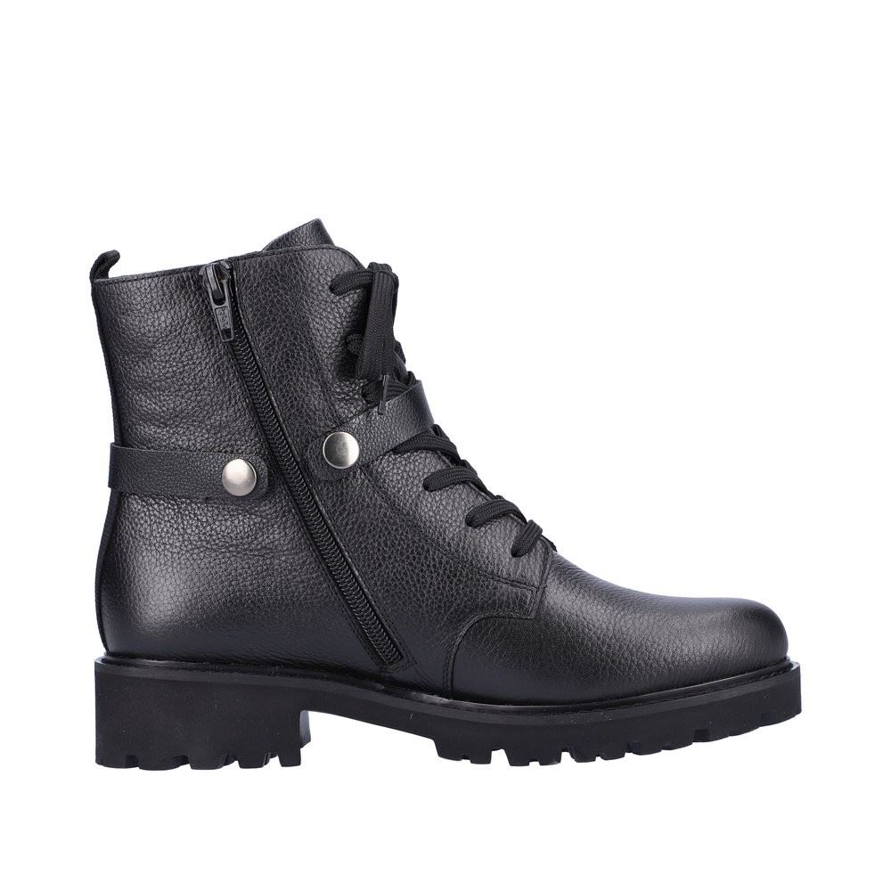 Remonte Damen Schnürboots Schnürstiefel Kettendetail Leder schwarz S22 D8699-00 40 | schwarz/schwarz | G