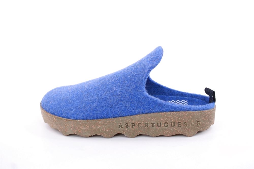 ASPORTUGUESAS Damen Pantolette Wolle Kork vegan Nachhaltig blau S22 P018023052 
