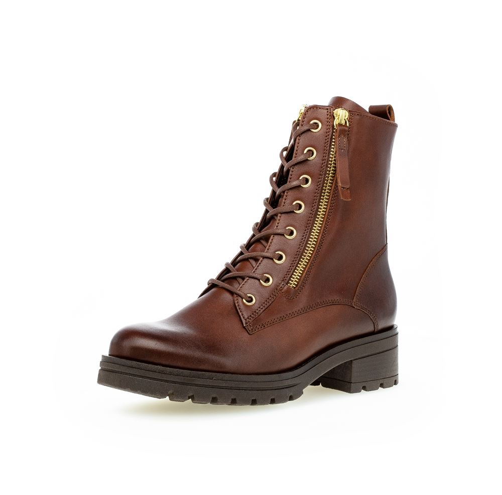 Gabor Schnürstiefelette Leder Wechselfußbett braun S22 92.785.55 6,5 | sattel/EF(Fl/go | G