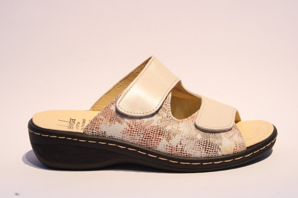 Portina Bequempantolette Wechselfußbett komplett Leder beige  10302 41 | beige | 