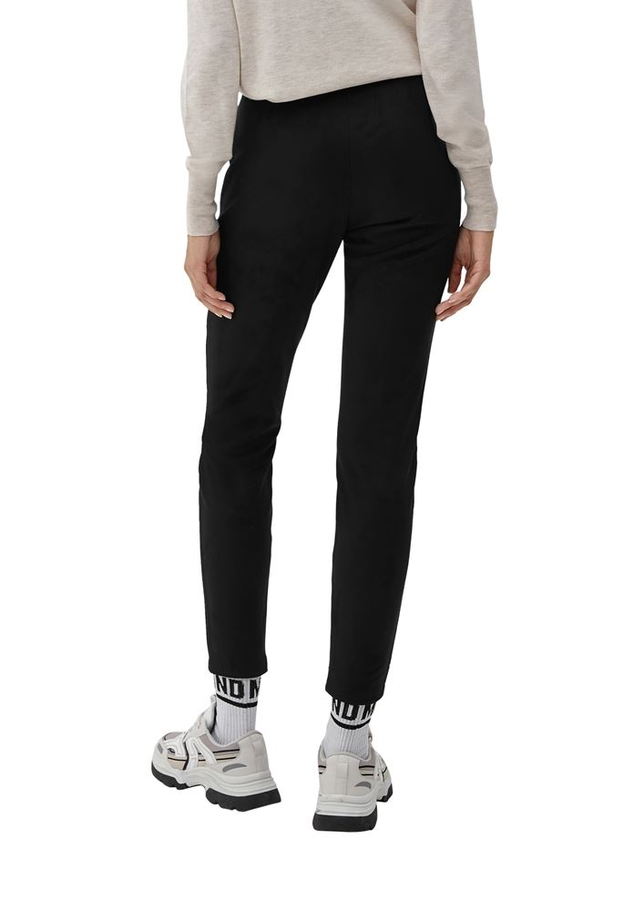 QS designed by Leggings Veloursleder- Optik Lederimitat Elastikbund schwarz S22 2125268 36 | 9999 GREY/BLACK | 