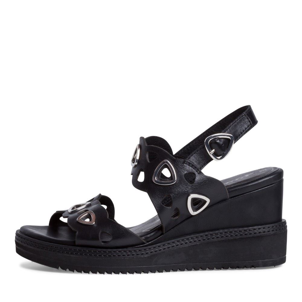 Tamaris Sandalette Keilabsatz Leder schwarz 1-1-28331-26 41 | 001 BLACK | 