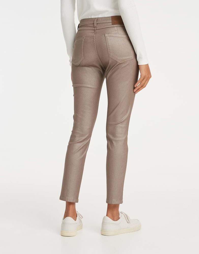 OPUS Hose Skinny Emily glam glänzende Oberfläche gold S22 210904221100 42 | 2103 sweet almo | 