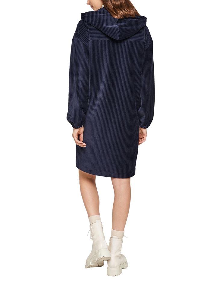 s.Oliver Jerseykleid Kapuzenkleid Cord blau S21  2107301 