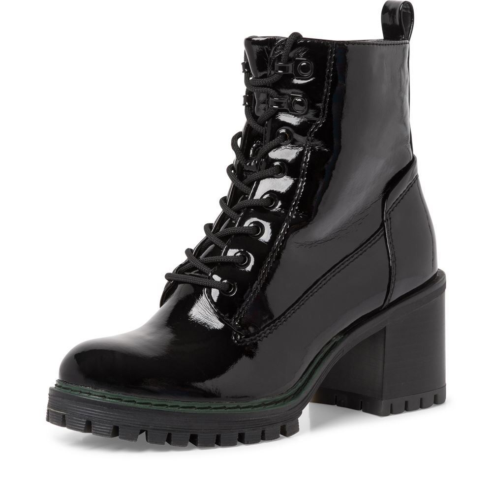 Tamaris Stiefelette Blockabsatz Lack TOUCHit Fußbett schwarz S22  1-1-25241-29 38 | 018 BLACK PATEN | 