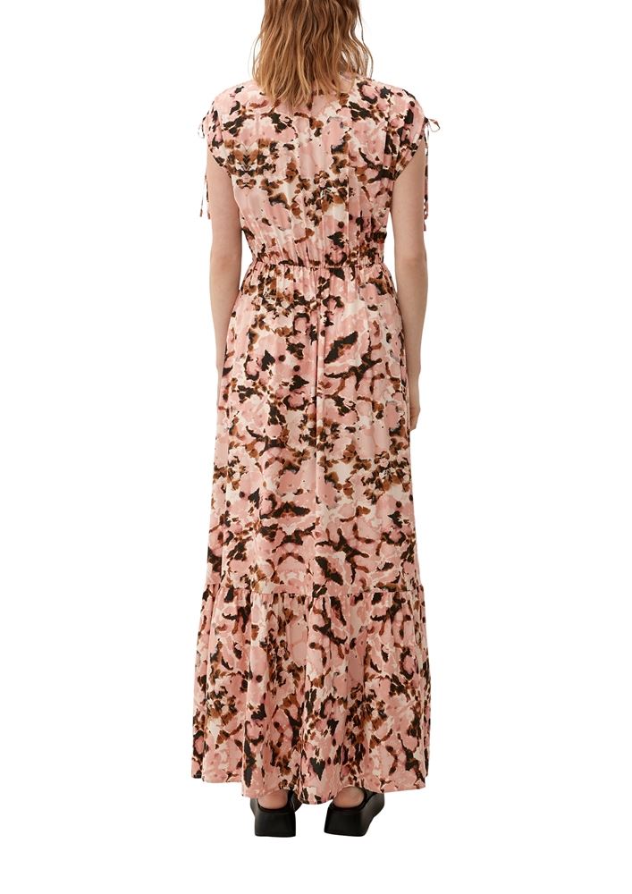 QS designed by Maxi-Kleid aus Viskose orange S23  2124787 