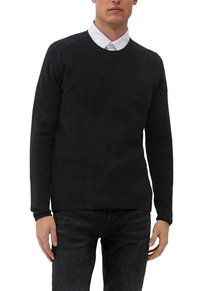 s.Oliver Strickpullover mit Rollsäumen S22 2124551 S | 9999 GREY/BLACK | 