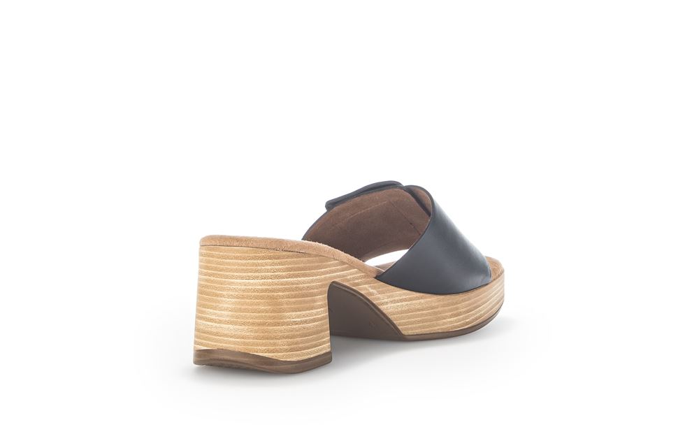 Gabor Pantolette Blockabsatz Zierschnalle Leder schwarz S13 22.722.57 