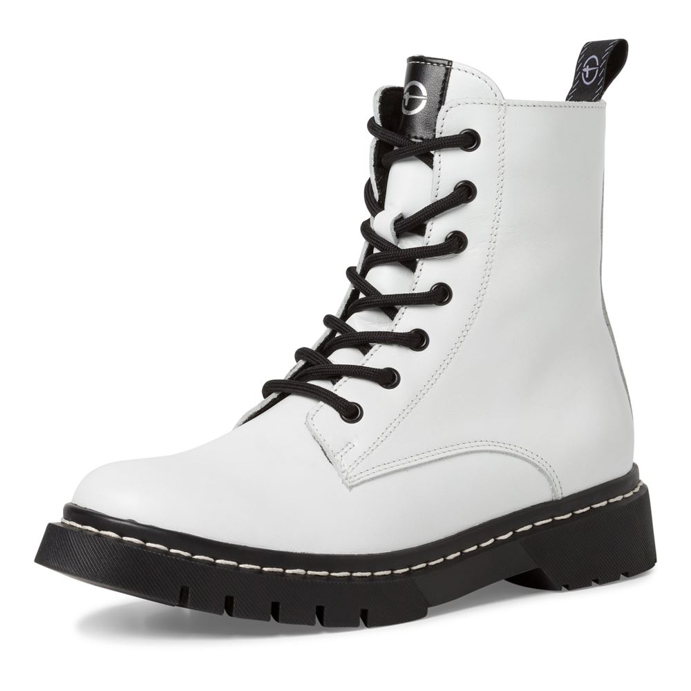 Tamaris Schnürboots Stiefelette Leder Wechselfußbett weiß S23 1-25269-41 
