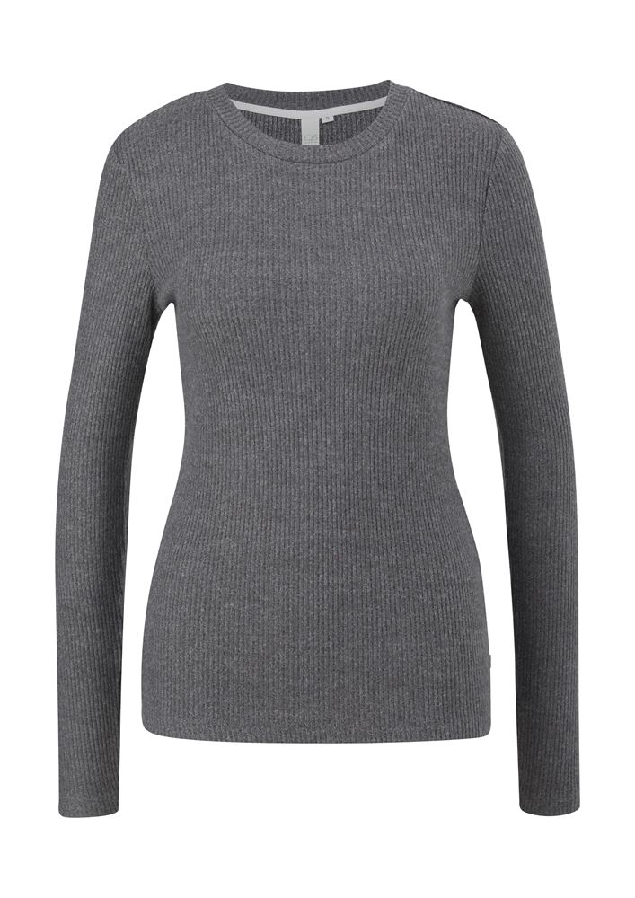 QS designed by Longsleeve mit Rippstruktur orange, blau, grau S13  2126046 