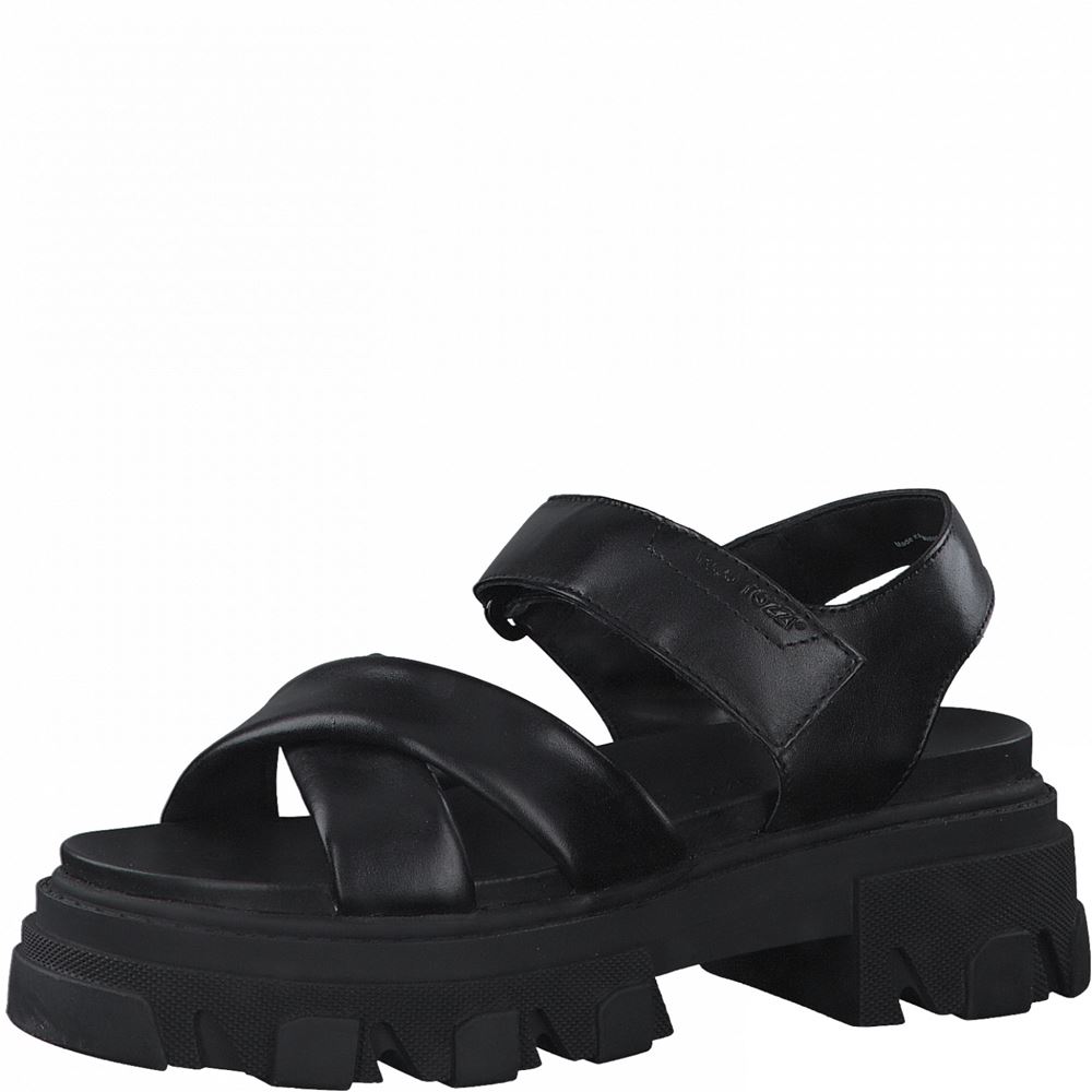Marco Tozzi Sandale Leder derbe Sohle schwarz S12 2-2-28786-28 36 | 001 BLACK | 