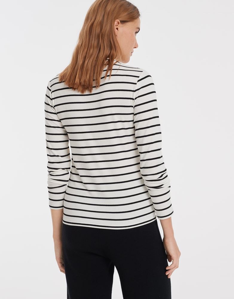 OPUS Longsleeve Salia gestreift weiß S12 10012110210115 