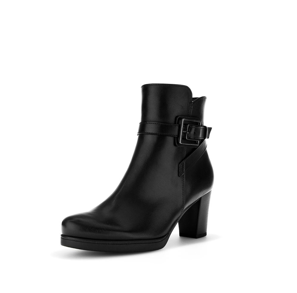 Gabor Stiefelette elegant Leder Zierschnalle Comfort- Mehrweite G schwarz S23  32.083.57 