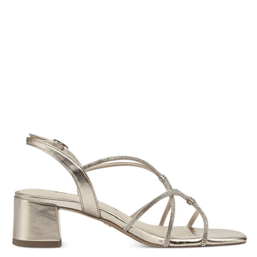 Tamaris Sandalette Blockabsatz karrèe light gold S13  1-1-28236-20 