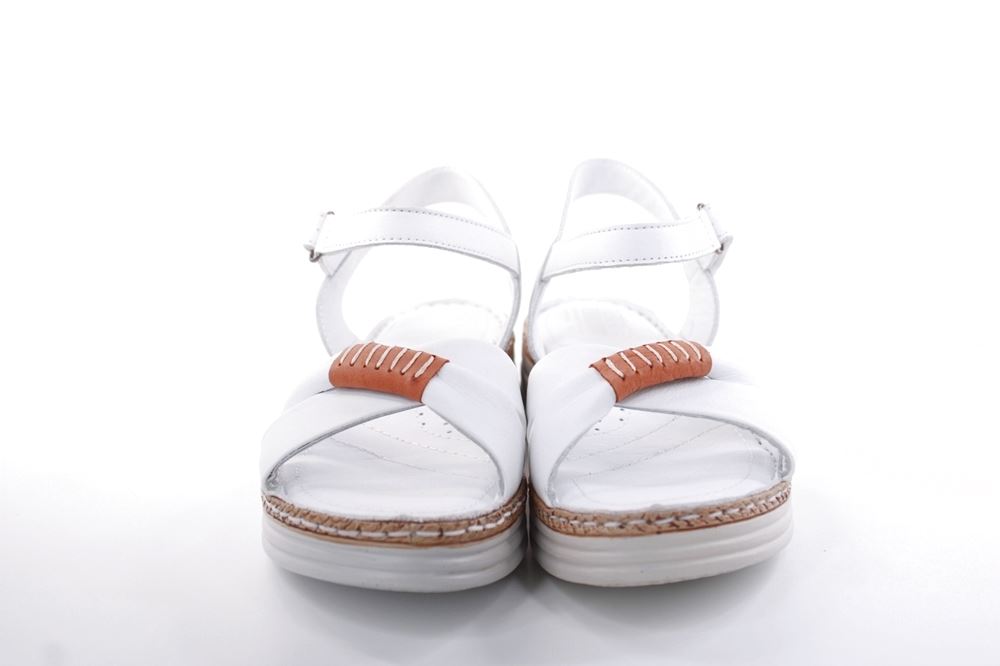 PETER ERIKSON Damen Sandale Leder Comfort- Fußbett weiß, grün S13 231533 