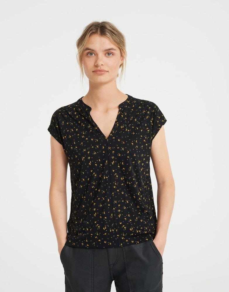 OPUS Shirt SANDI vintage flower 1/2 Arm Viskose Blütenprint S22 2260110639100 44 | 900 black | 