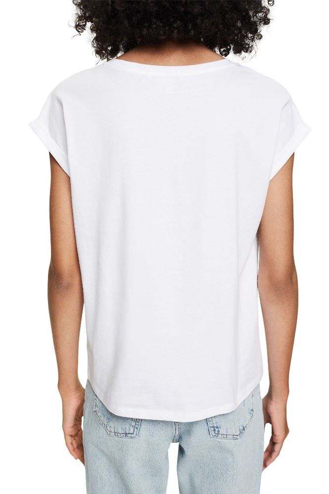 EDC T- Shirt Frontprint rundhals- Ausschnitt weiß, lila S12 052CC1K328 XS | C560 LILAC | 
