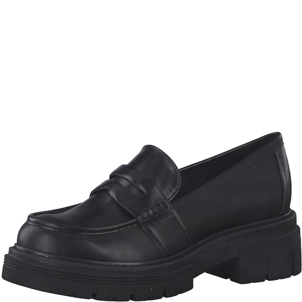 MARCO TOZZI Damen Slipper Loafer Blockabsatz schwarz S22 2-2-24700-29 36 | 011 BLACK BRUSH | 