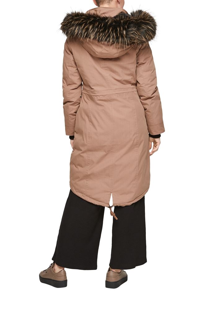 QS designed by Parka Wintermantel Wetterfest  Webpelz beige S21 2064848 