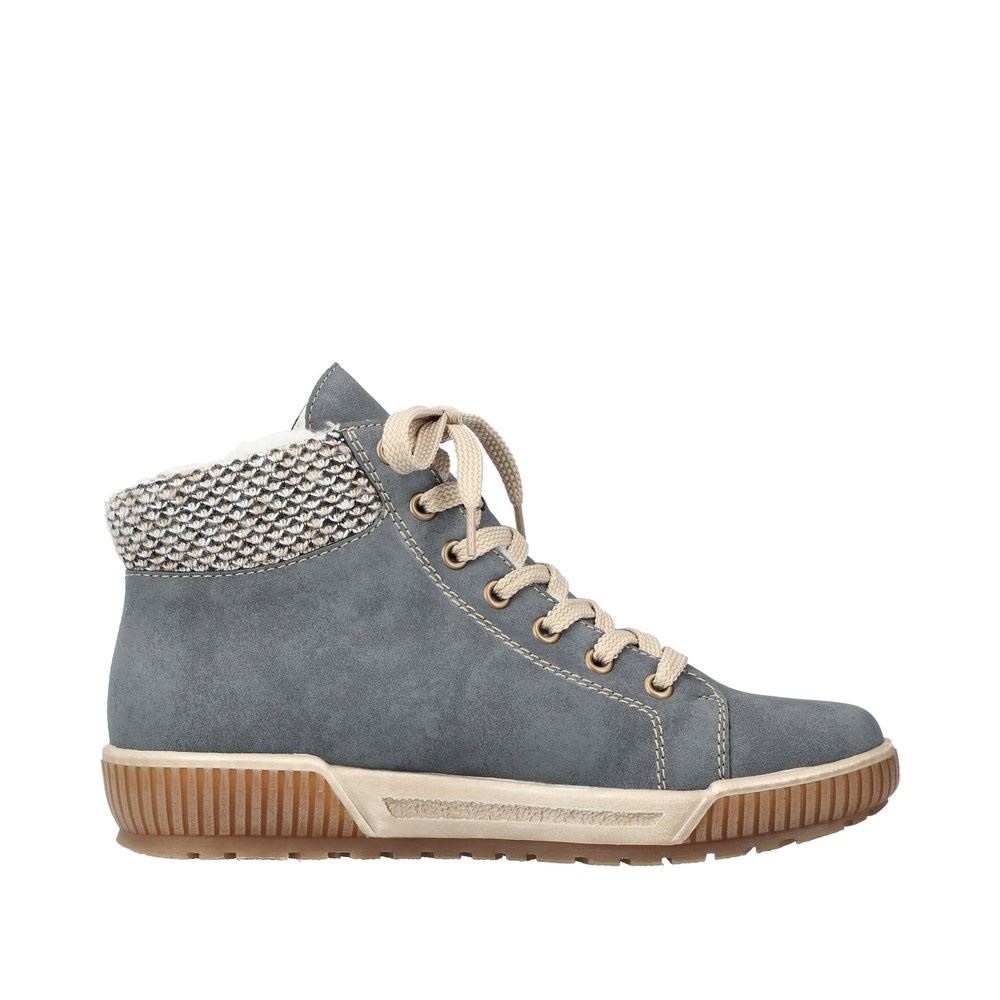 Rieker Antistress Damen Sneaker High Warmfutter Reißverschluss Strickbund Wechselfußbett blau S22 N0709-14 