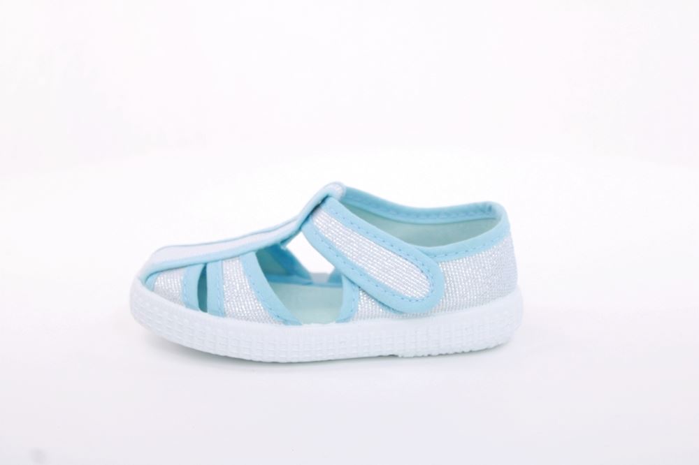 s`knöpfli Kinder Hausschuh Mädchen Glitzer- Effekt blau S13 V28970 