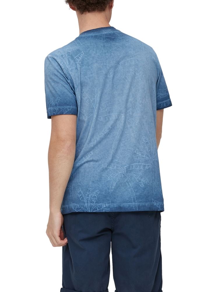 QS designed by Herren T-Shirt aus reiner Baumwolle blau S13  2130470 