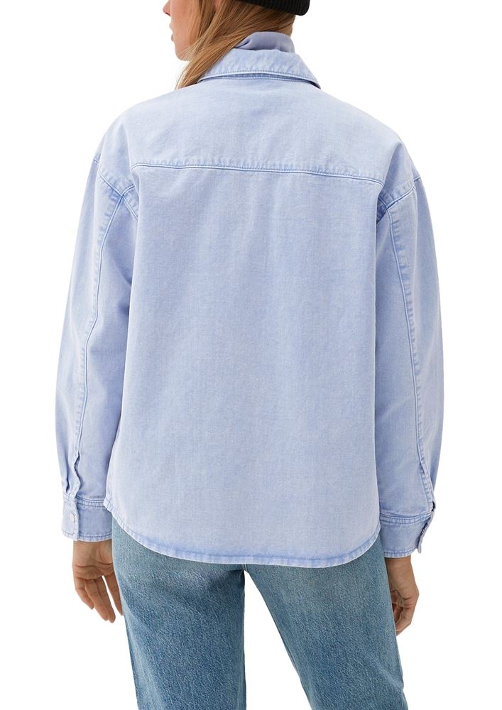 QS designed by Denimbluse Loose Fit Druckknopfleiste Raffung blau S22 2124264 