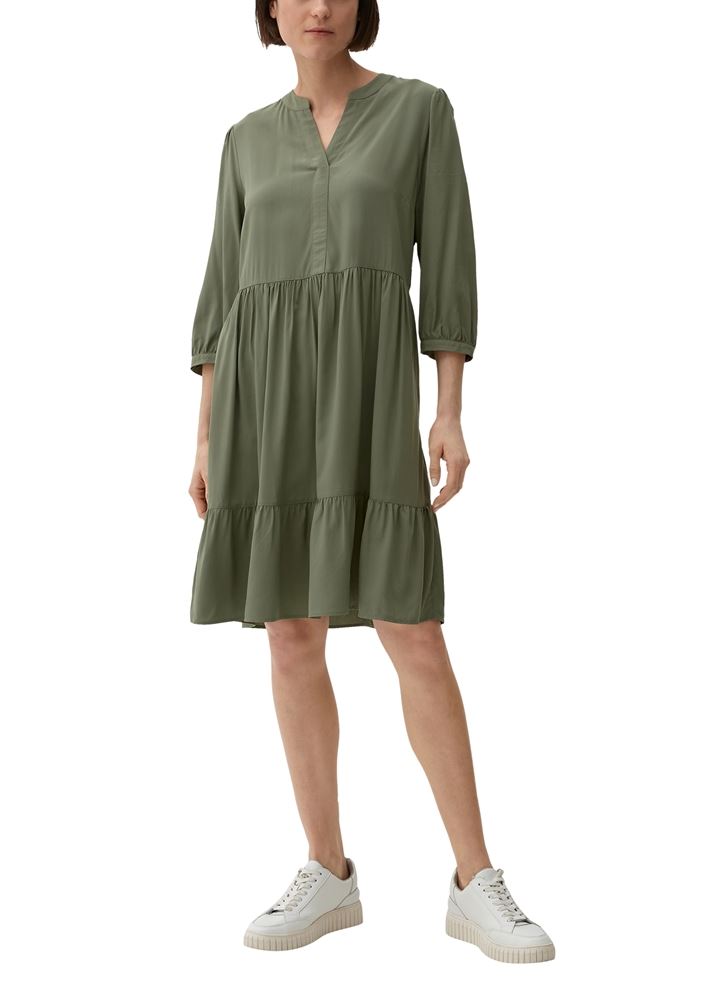 s.Oliver Volantkleid aus Viskose grün, schwarz S13  2132624 
