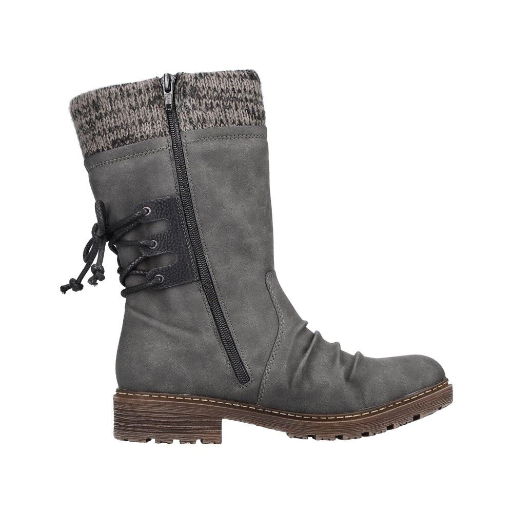 Rieker Antistress Damen Stiefel Strickbund TEX- Membran kuscheliges Warmfutter grau S22 Z4756-45 