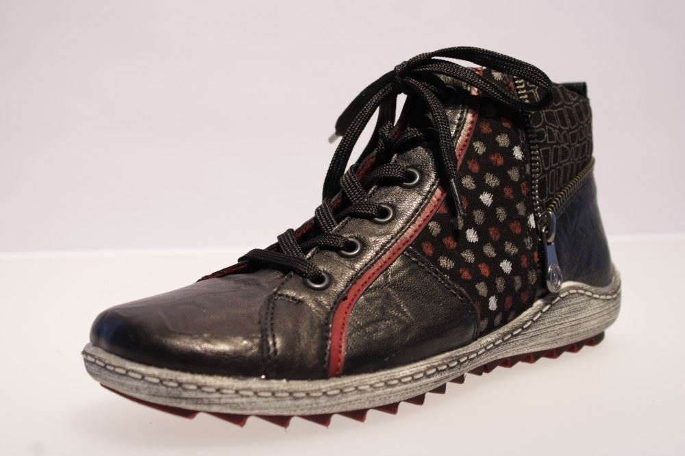 Remonte Sneaker Schnürstiefel Leder Reißverschluss R1494 
