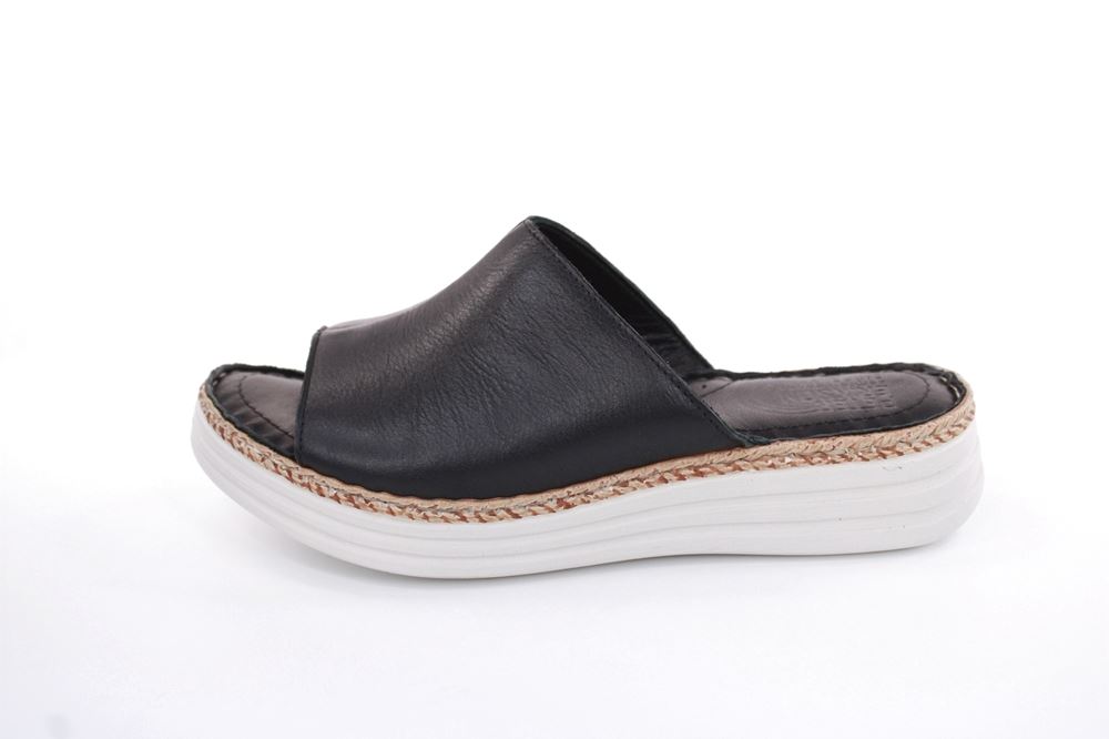 PETER ERIKSON Damen Pantolette Leder Comfort- Fußbett weiß, schwarz S13 231536 