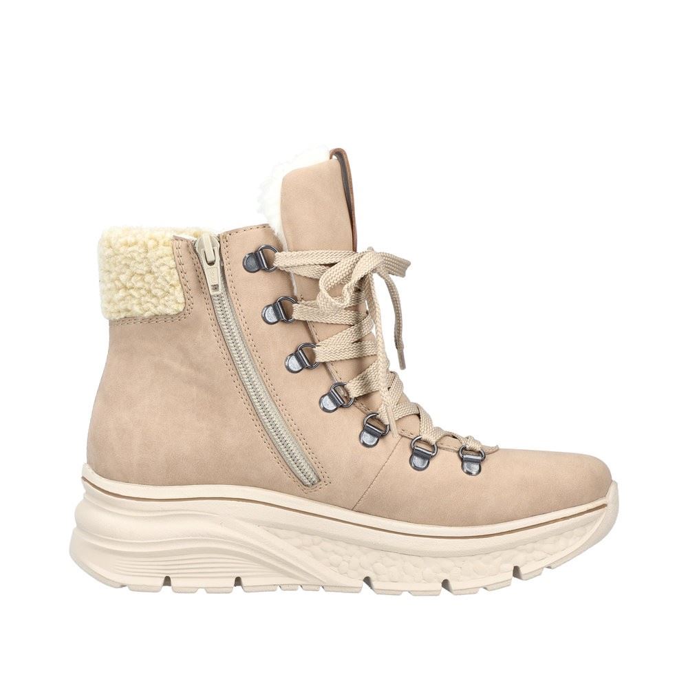 Rieker Antistress Damen Schürboot Schnürstiefelette TEX- Membran Warmfutter beige S22 48034-20 36 | camel/nuss/beig | F