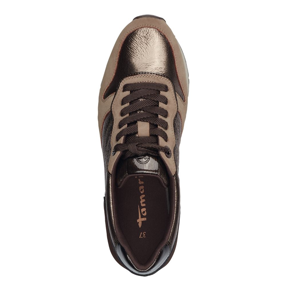 Tamaris Sneaker TOUCHit Fußbett metallic- Optik braun S23 1-23602-41 