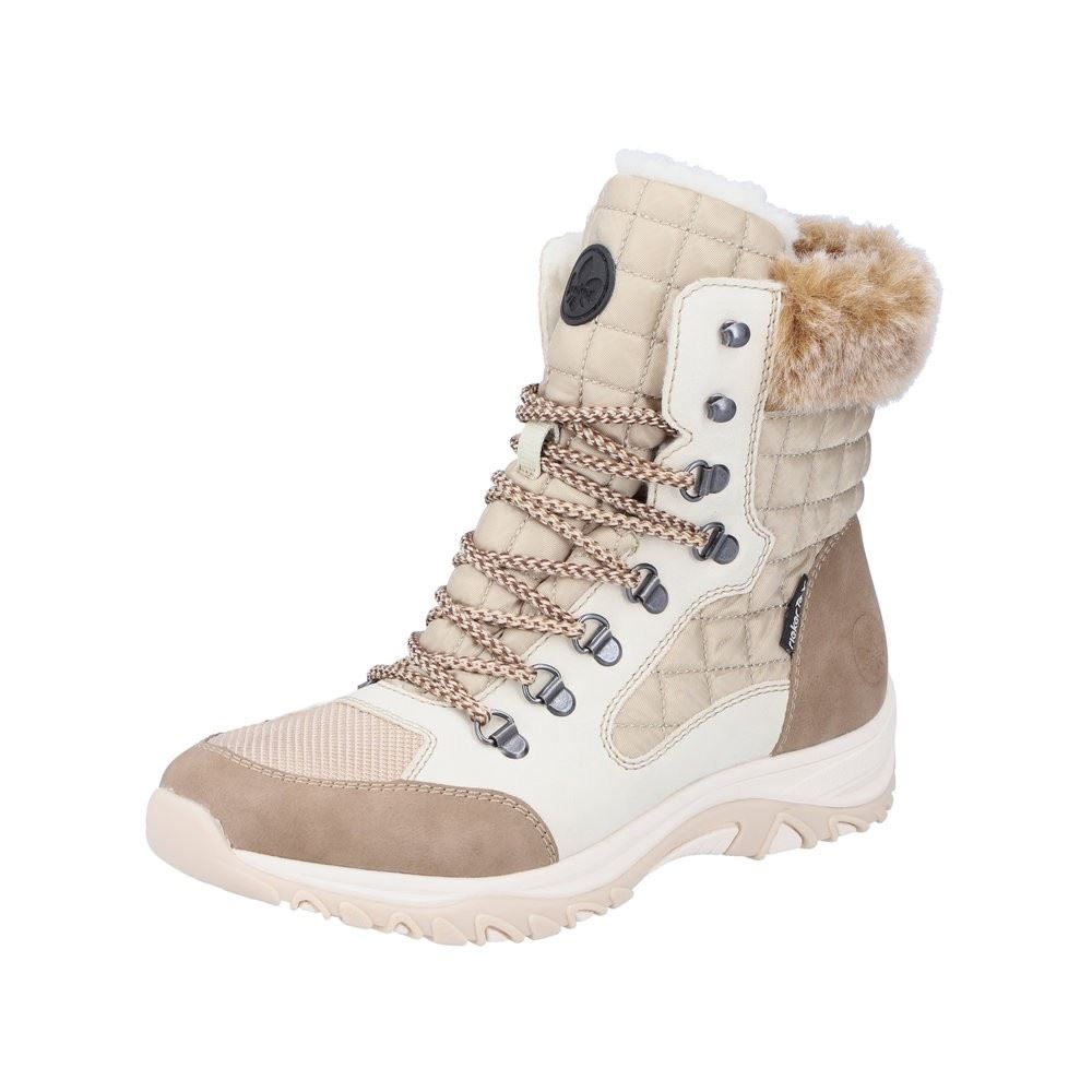 Rieker Antistress Schnürstiefel Schnürboot TEX- Membran kuscheliges Warmfutter Wechselfußbett beige S22 M9644-60 