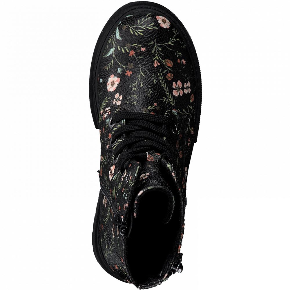 s.Oliver Schnürstiefel Reißverschluss Flower schwarz S21 5-5-45210-27 