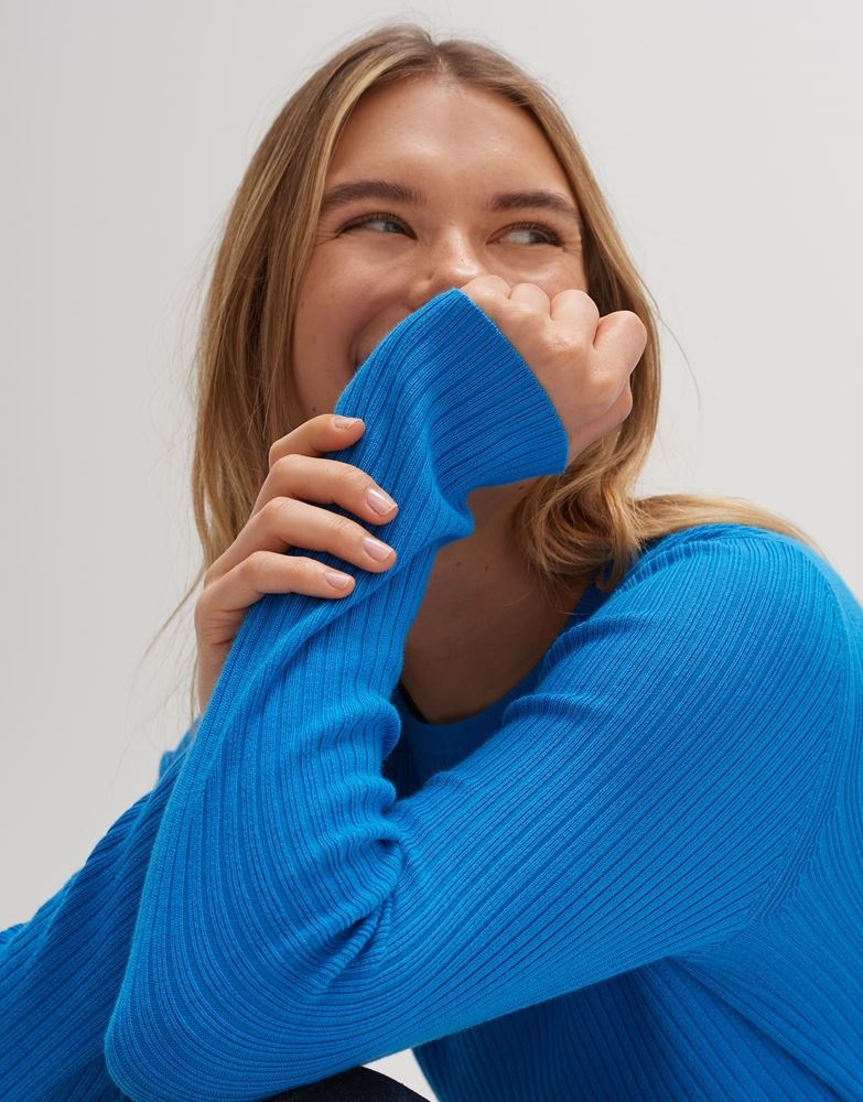 OPUS Strickpullover Pijano Rundhalsausschnitt blau S13  10141710298100 38 | 60019 blue up | 