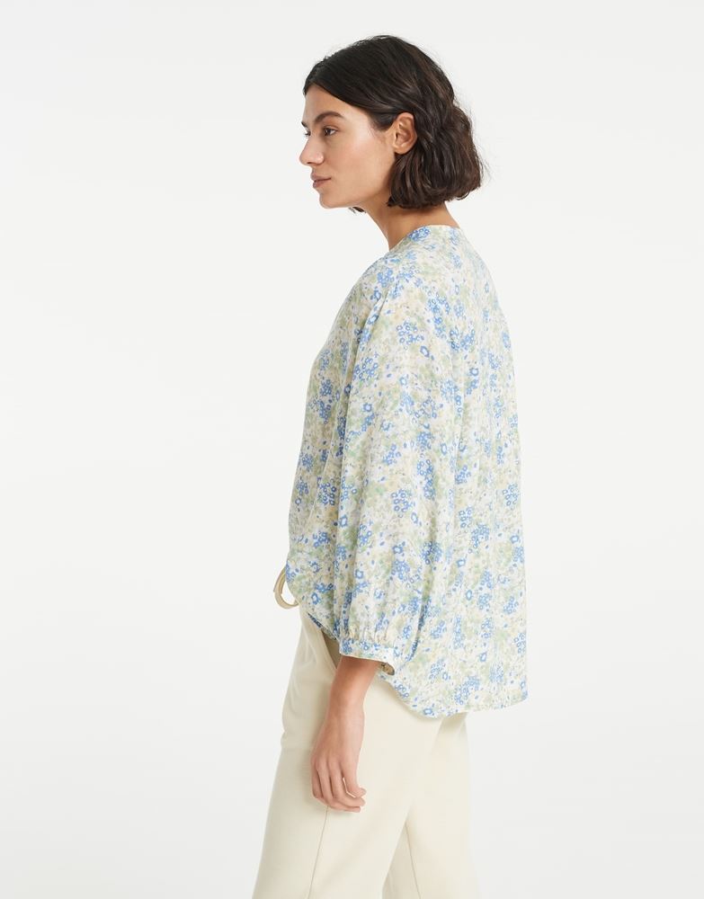 OPUS Printbluse Falinda Stehkragen Viskose floraler Print blau S12  10021610273120 38 | 6082 like water | 