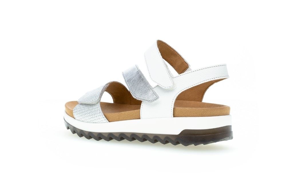 Gabor Sandale 3fach Klett Leder silber 66.742.60 4,5 | silber/weiss | G