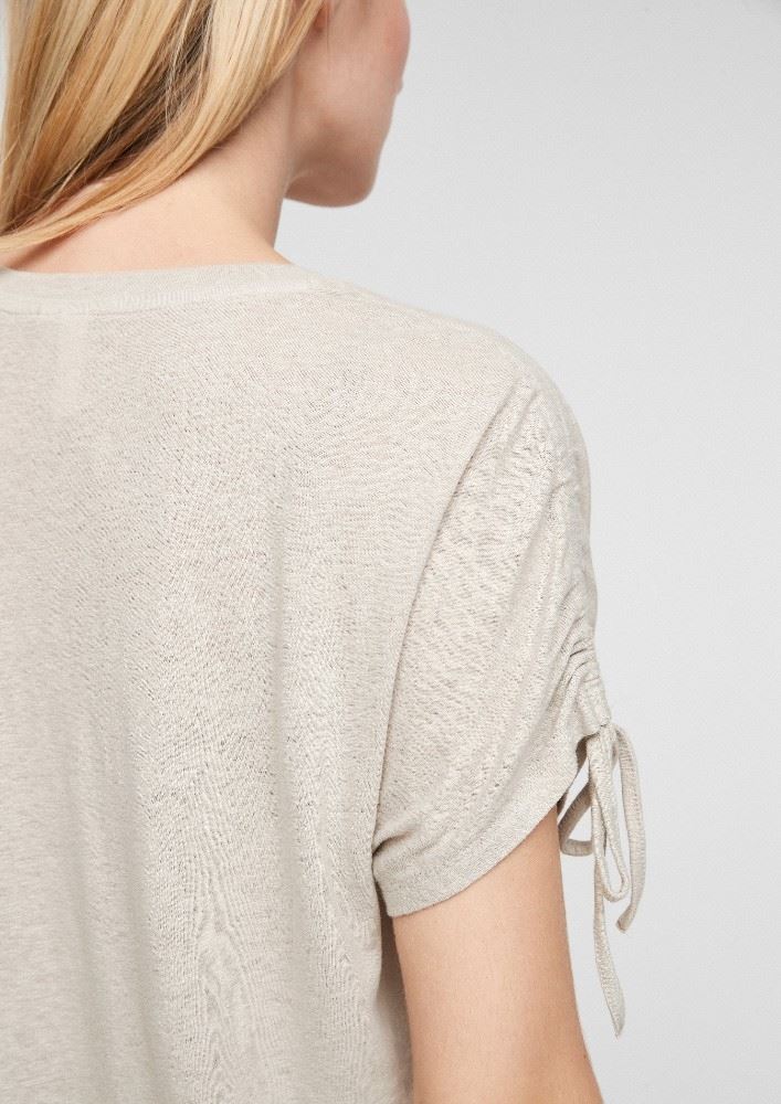 QS designed by Oversized Shirt Leinen beige 2063471 L | 8030 Brown | 