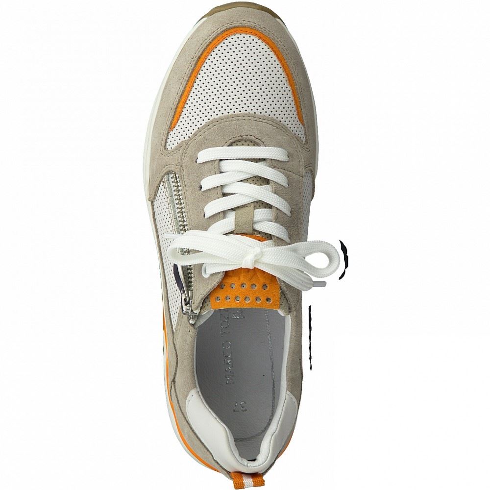 Marco Tozzi Sneaker Schnürer Reißverschluss beige orange 2-2-23735-26 