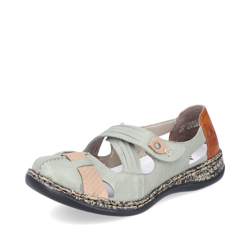 Rieker Antistress Damen Ballerina Klettverschluss Riemchen grün S13 46368-52 