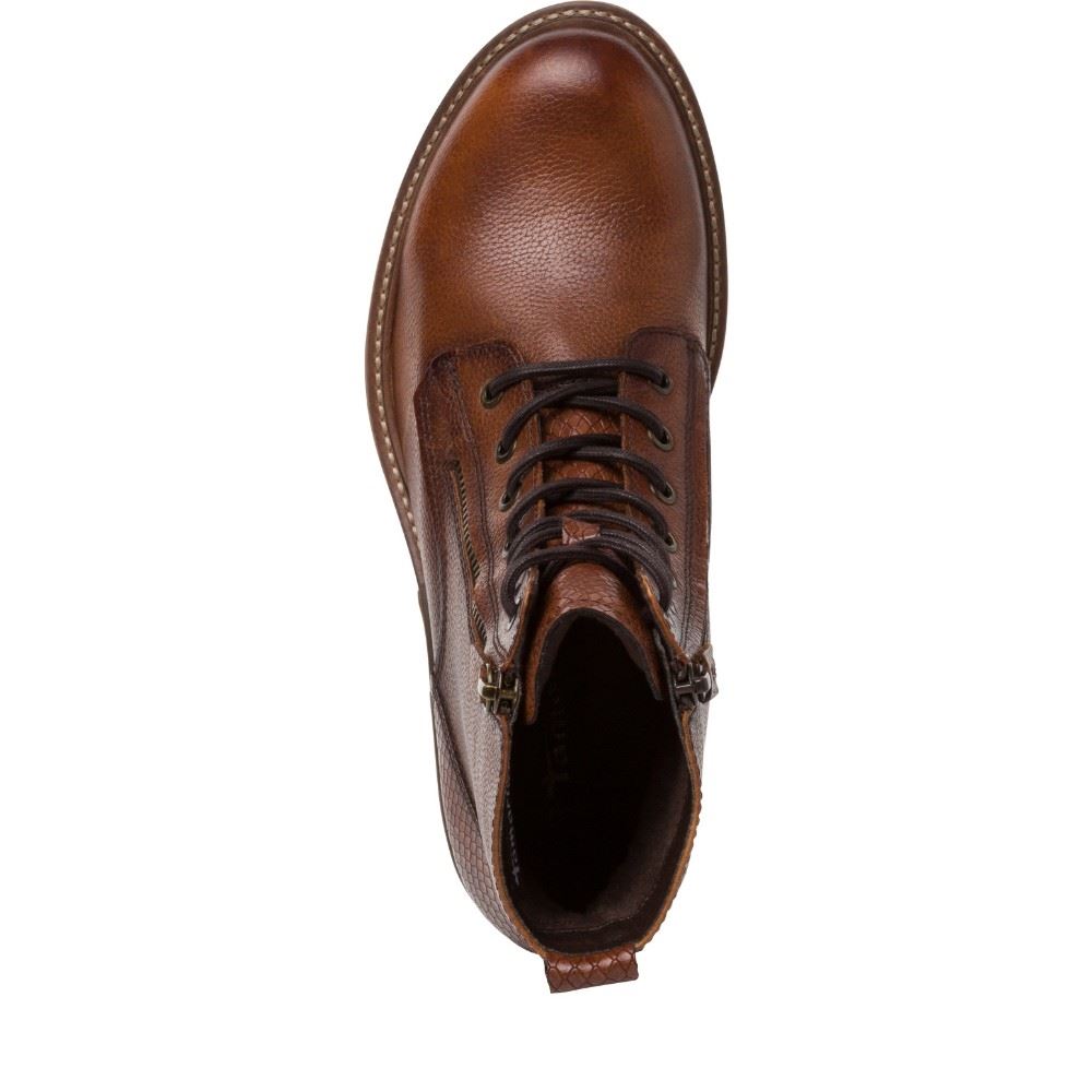 Tamaris Schnürstiefelette Leder braun Cognac S22 1-1-25211-29 