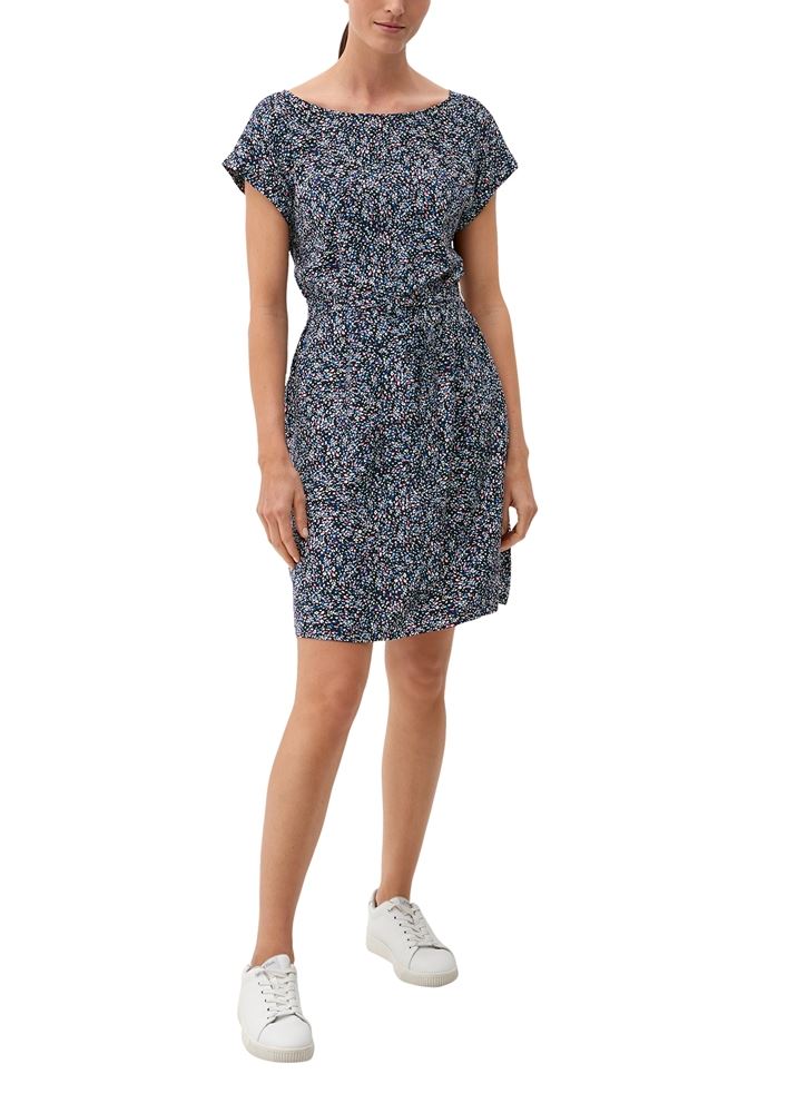 s.Oliver Kurzes Kleid mit Binde-Detail schwarz, blau S13  2132623 