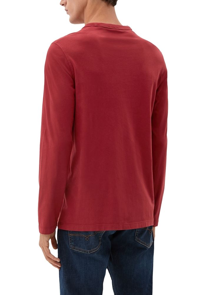 s.Oliver Herren Longsleeve Brusttasche Rundhalsausschnitt rot, grün S22 2119204 