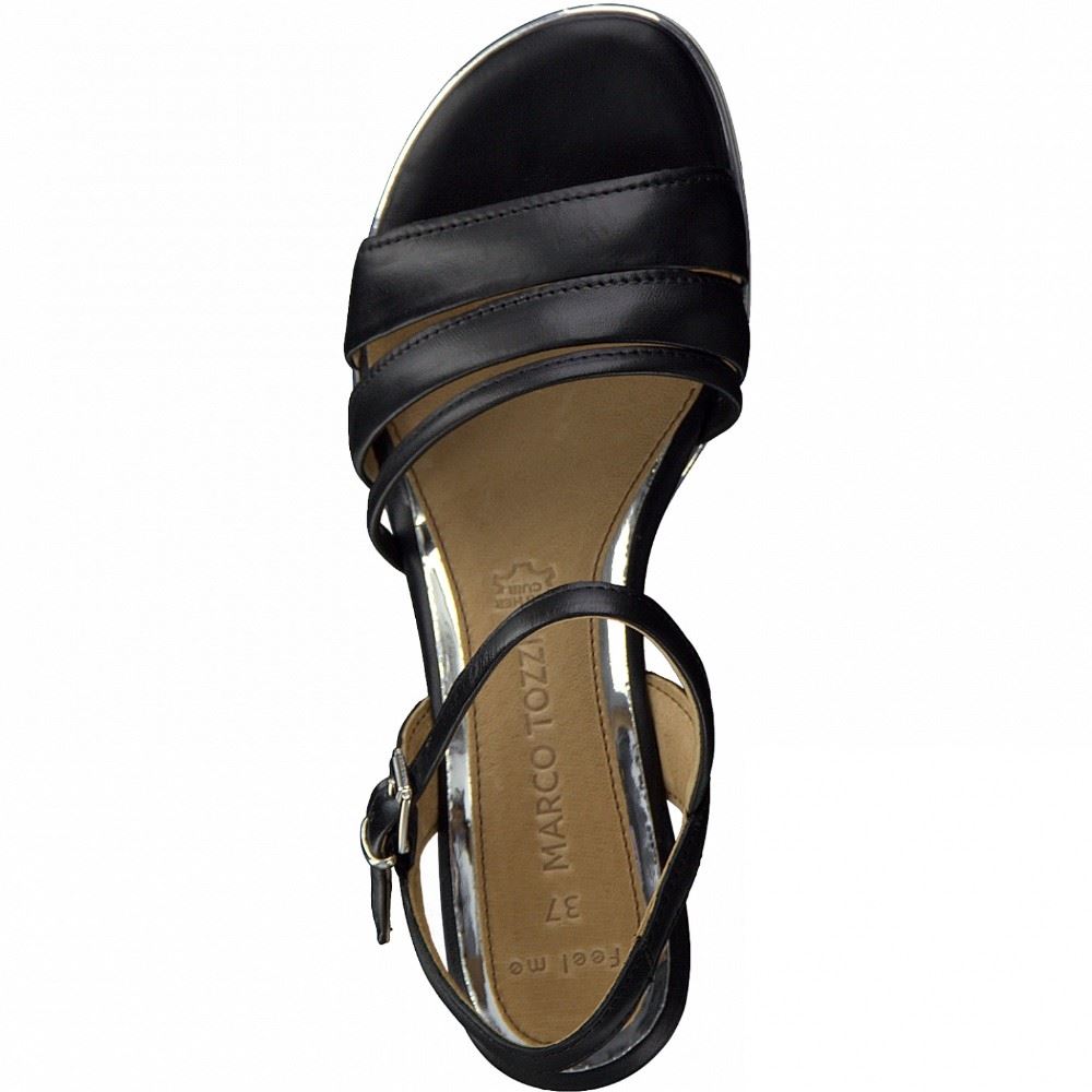 MarcoTozzi Sandalette Keilabsatz Leder schwarz S12 2-2-28724-28 40 | 001 BLACK | 