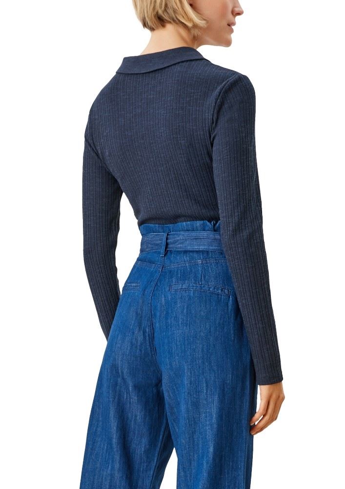 s.Oliver Longsleeve mit Hemdkragen blau und grau 2117577 